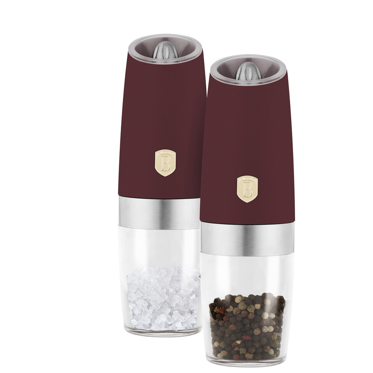 Set 2 rasnite pentru sare/piper Berlinger Haus, Leonardo, plastic/ceramica, visiniu - imagine 6
